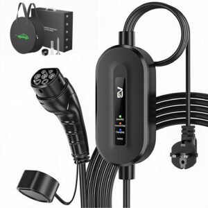 Cargador de coche eléctrico Evjuicion Tipo 2, 6 m, 3,68 kW, 16 A, IP67/IP65, plug and charge rápido, indicadores LED, estación portátil de carga con bolsa, IEC 62196-2