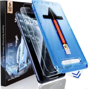 Protector de pantalla MAGIC JOHN, pack de 2 para iPhone 11 Pro/iPhone XS/iPhone X de 5,8″, eliminación de polvo, 9H HD transparente, sin burbujas, instalación fácil