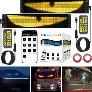 Luces LED con efecto ojos para camiones y coches, pantalla flexible grande programable, luz dinámica de colores DIY, pack de 2, 120 x 595 mm