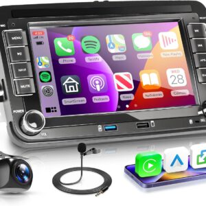 Radio Android 2G+64G para VW Golf 5/6, Passat, Polo, Tiguan, Touran, Caddy, Skoda y Seat, pantalla táctil 7″, CarPlay inalámbrico, Android Auto, GPS, WiFi, Bluetooth, FM/RDS y cámara trasera