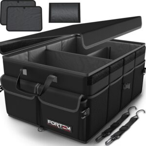 Organizador de maletero FORTEM para coche, caja plegable SUV con compartimentos, tela Oxford 600D, base antideslizante, correas ajustables y tapa blanda, 50 L