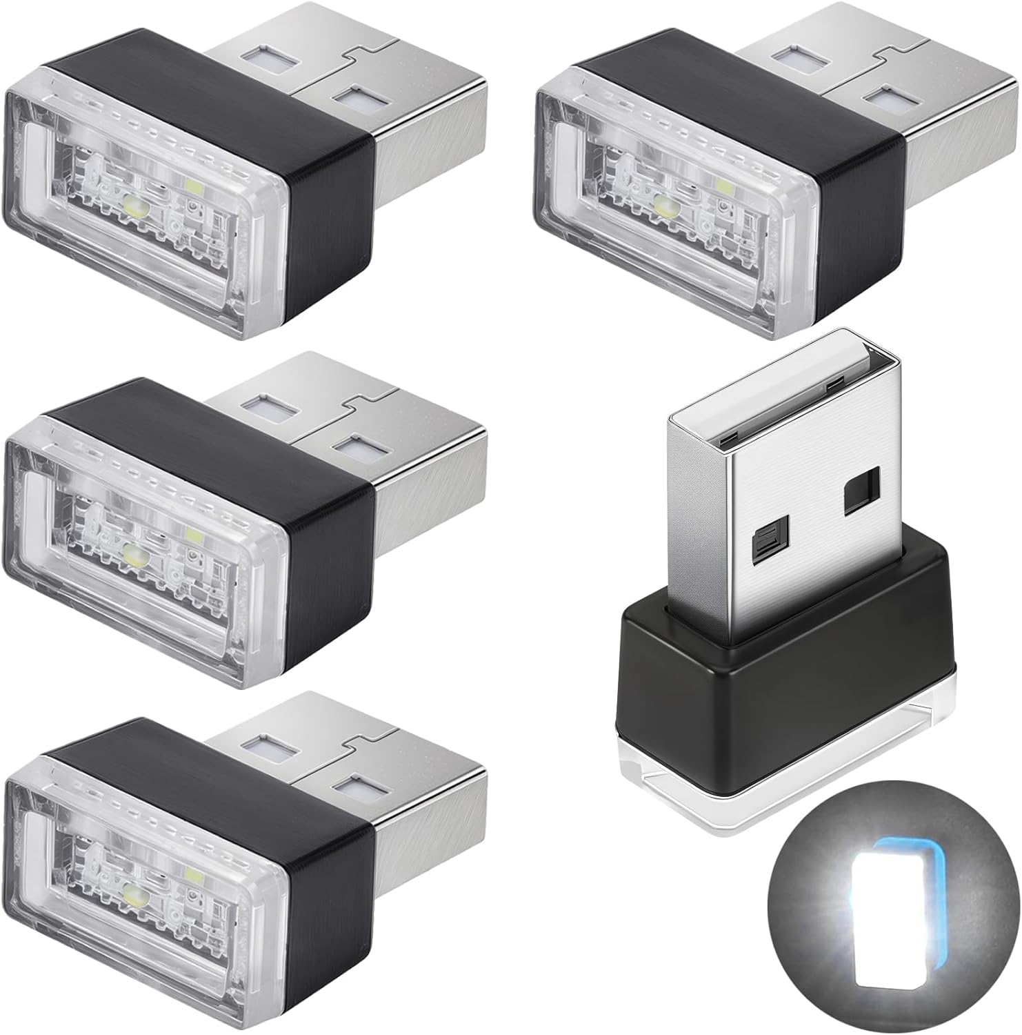 CTRICALVER 5 PCS USB Car Light, Mini LED USB Lights, Portable Car Interior Ambient Light, Can Be Used in Cars, Computers, Laptops (White) - Image 2
