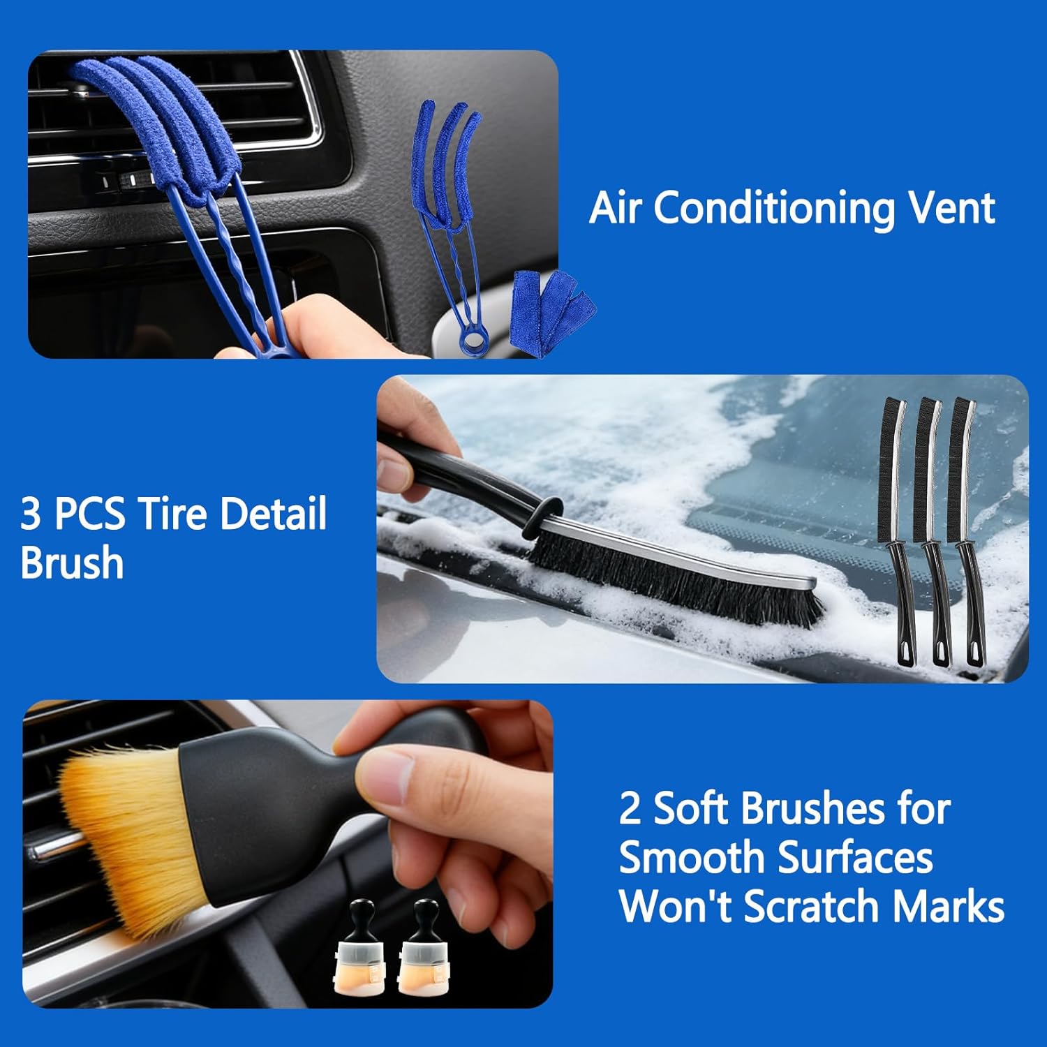 Car Cleaning Kit, 31 Pieces Car Cleaning Brush, Interior Car Cleaning Kit for Interior and Exterior, Detailing Car, to Polish to Clean Wheels, Carpets, Tiles - Image 2