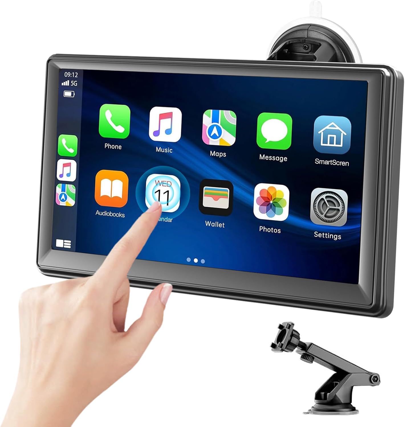 Car Screen, 7" Car Carplay Screen for A-pple and Android with HD Touch Screen, Wireless, GPS Navigation, Bluetooth, Hands-Free Voice Control, Mirror Link, AUX, FM, Siri & G-oogle - Image 2