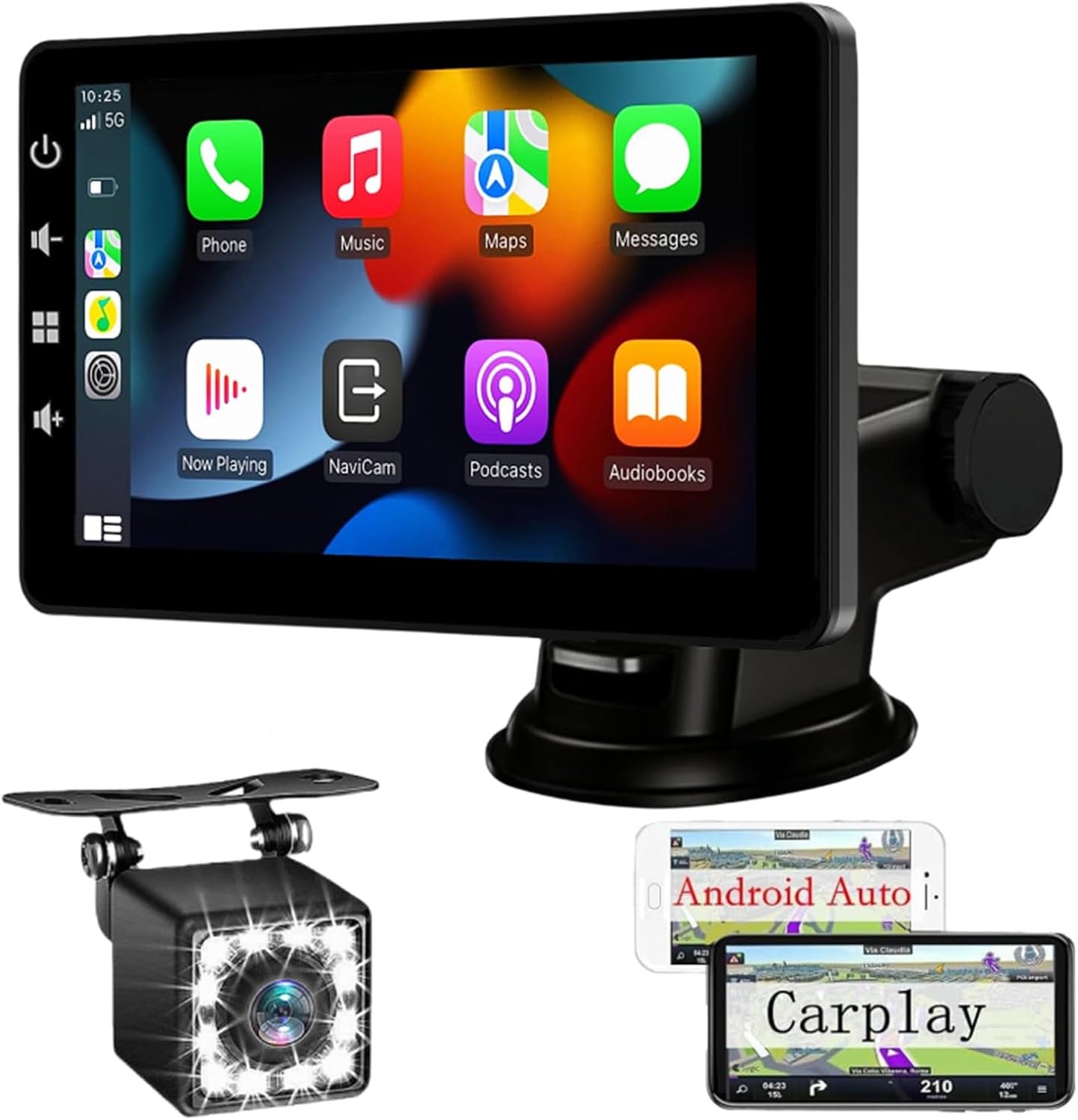Car Screen with CarPlay and Android Auto Wireless - 7 Inch Carplay Screen with Mirror Link - Portable Car Radio with Voice Assistance/FM/AUX/Rear Camera - Image 2
