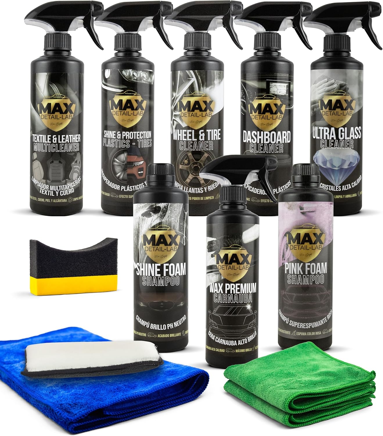 Detailing Pack - Car Cleaning Kit Accessories Included, Exterior and Interior Cleaning Products, Cleaning Rims, Shampoo, Liquid Wax, Upholstery, Dashboards, Window Cleaner - Image 2