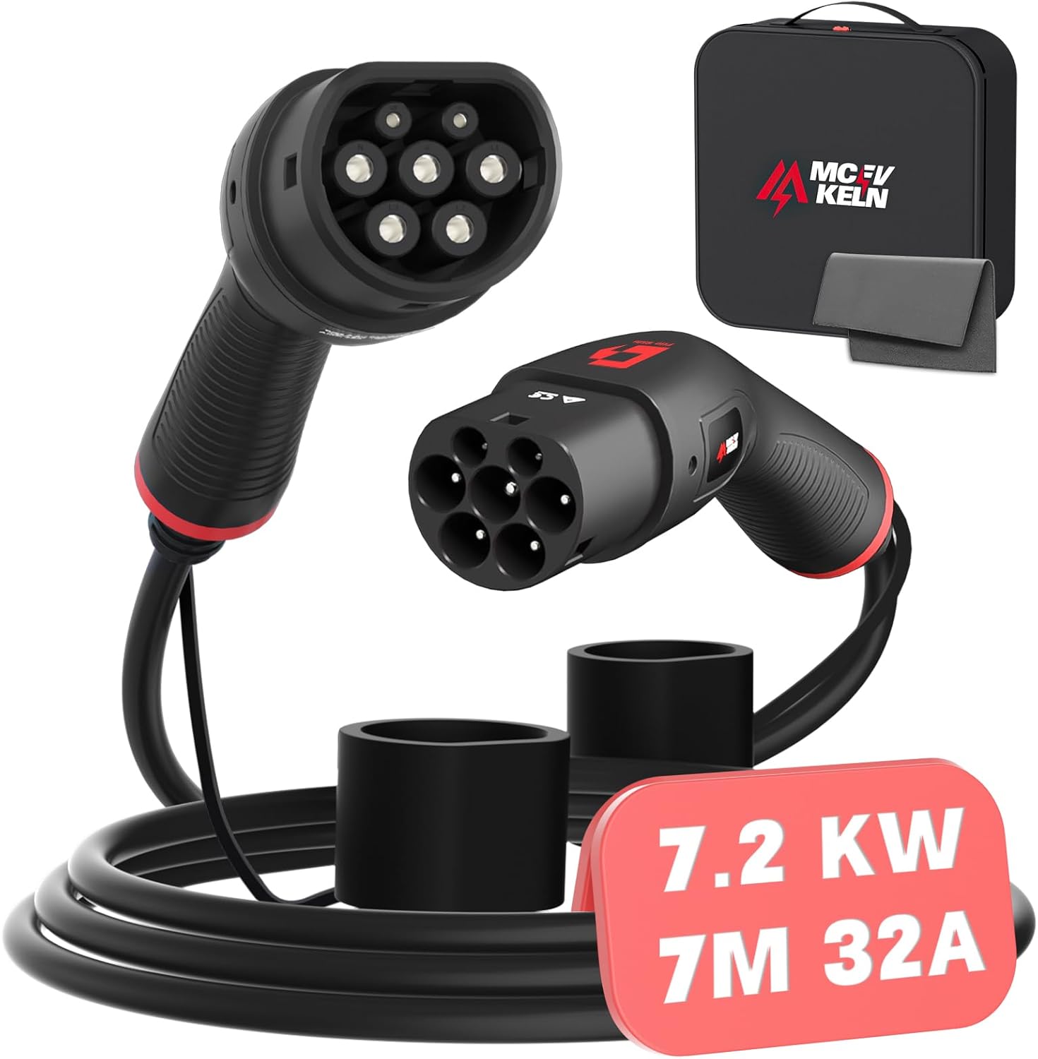 EV Charging Cable Type 2 to Type 2 Single Phase | 7.2kw| 32A| 7M Fast Charging Cable for Electric Vehicles Electric Car Type 2 Cable with Cable Bag - Image 2