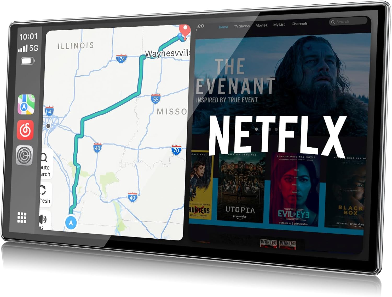 LAMTTO 3 en 1 Net-flix Carplay Android Auto Pantalla Coche con Youtube, Tiktok, Pantalla Táctil 9 pulgadas, Cámara de Respaldo Navegación Asistente de Voz Spotify Bluetooth AUX FM OTA - Image 2