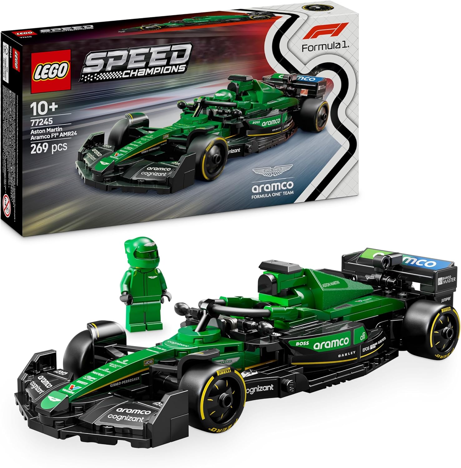 LEGO Speed Champions Aston Martin Aramco F1 AMR24 Racing Car Toy, Formula 1 Vehicle Model with Mini Pilot Figure, Gift for Boys and Girls 10 Years Old and Over 77245 - Image 2