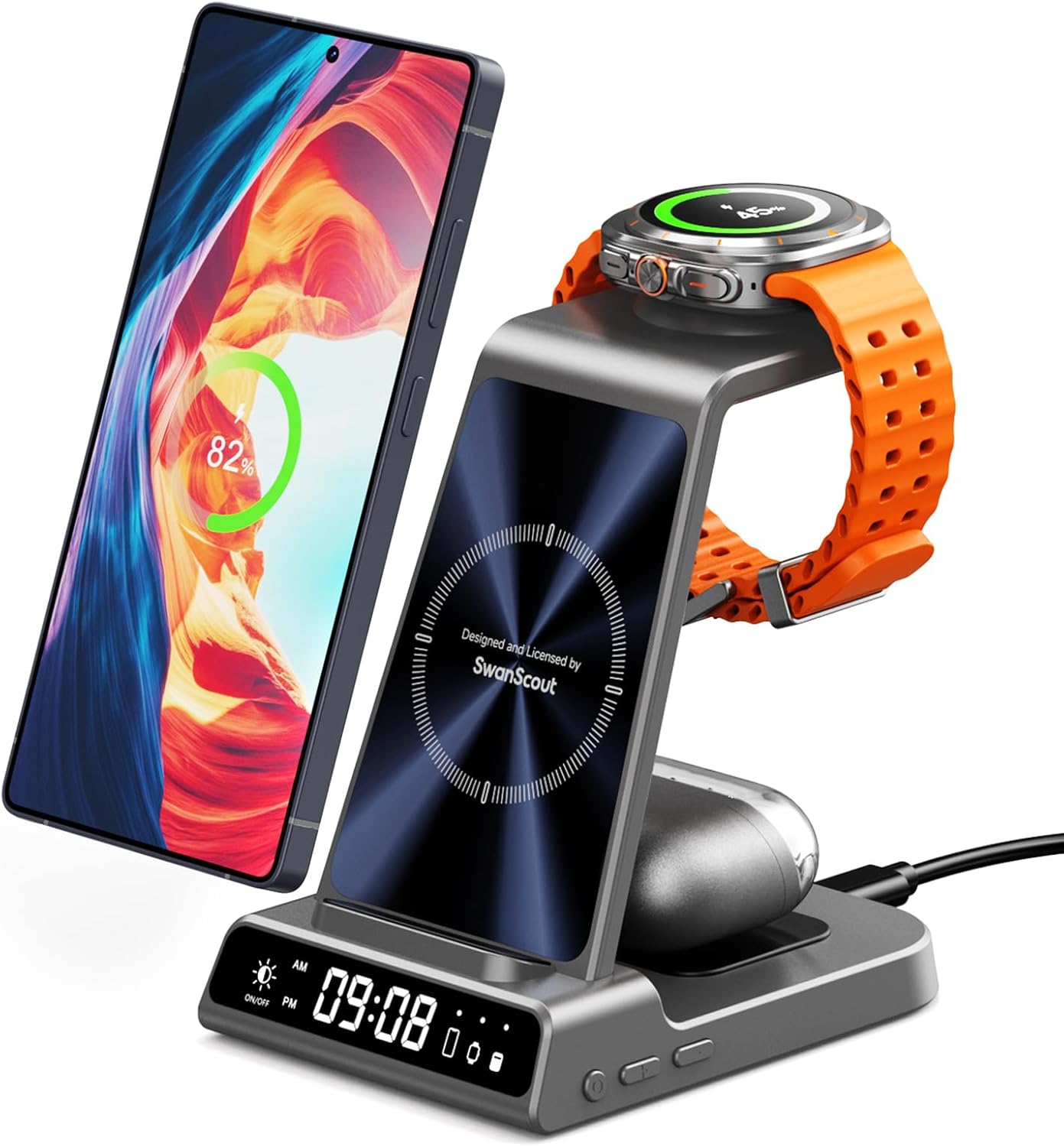 Samsung Wireless Charger, 3 in 1 Charging Station for Samsung Galaxy S25 Ultra/S24/S23/Z Flip 7/Fold 6, Wireless Charger Dock for Galaxy Watch 8/Ultra/7/6/5, Galaxy Buds 3/3 Pro - Image 2