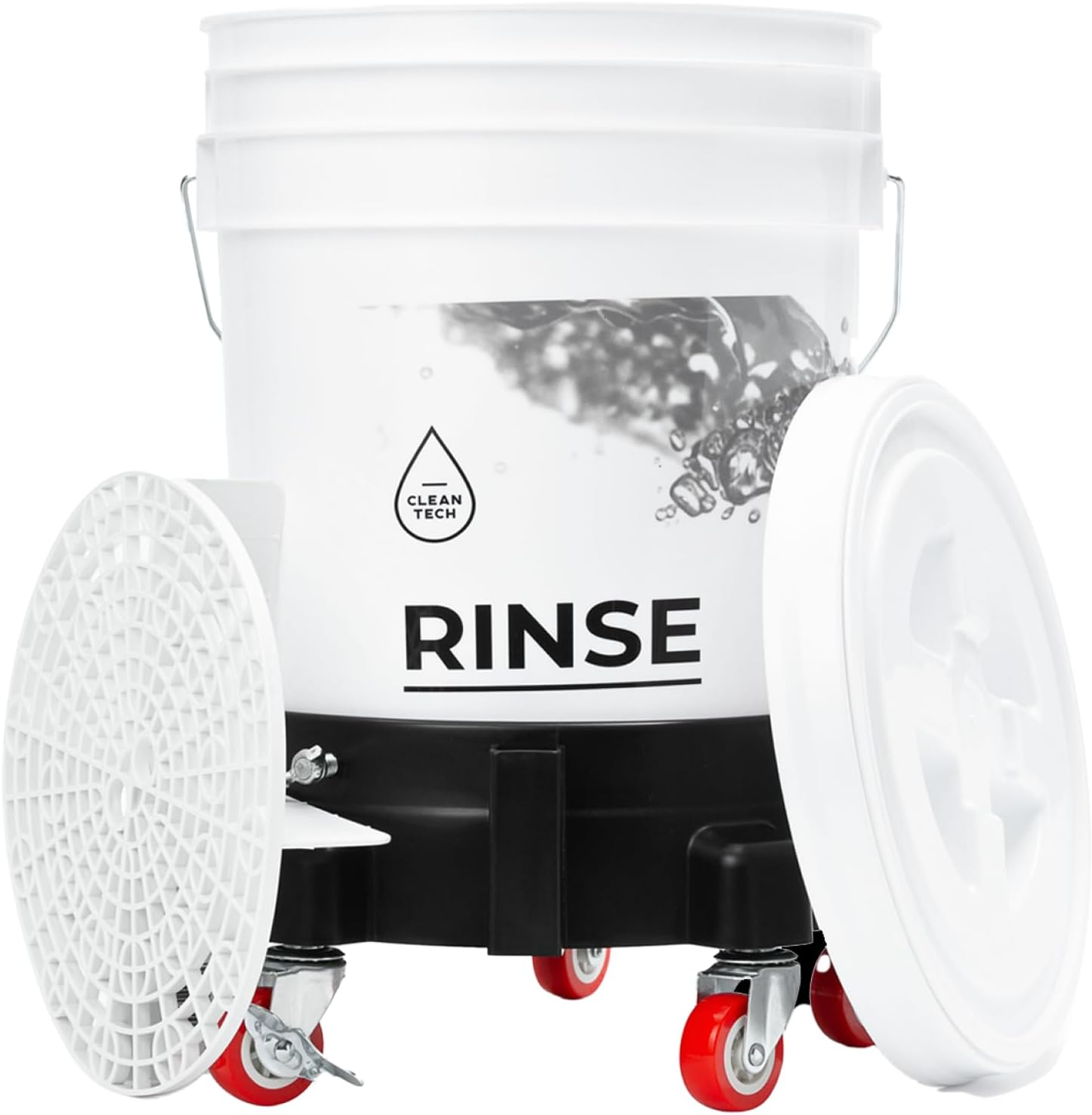 Set – 20L White Car Wash Bucket with Grid for Washing Bucket, Lid for Washing Buckets and Cart for Washing Bucket – for Professional Hand Wash - Image 2