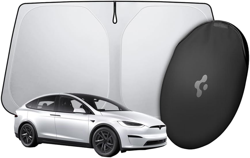 Spigen Tesla Model X CryoShade Front Windshield Sunshade Designed for Tesla Model X Accessories - Black - Image 2