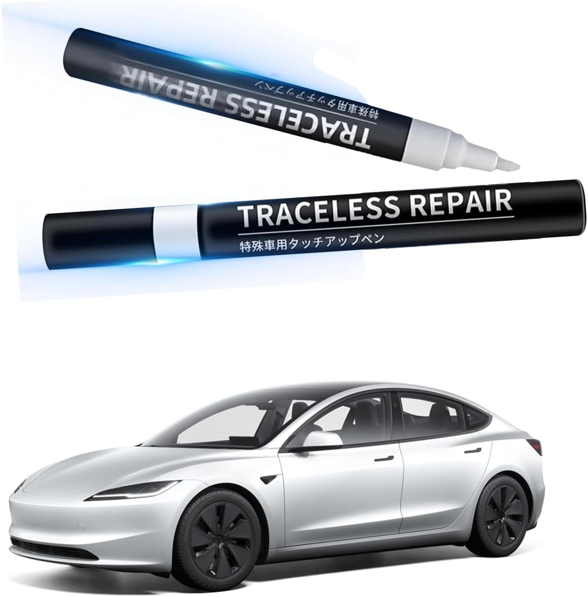 Touch Up Paint for Tesla Model 3 Highland Scratch Repair Kit, Pen Tip and Brush 2 in 1 Scratch Repair Pen Car Repair Pen (Pearl White) - Image 2