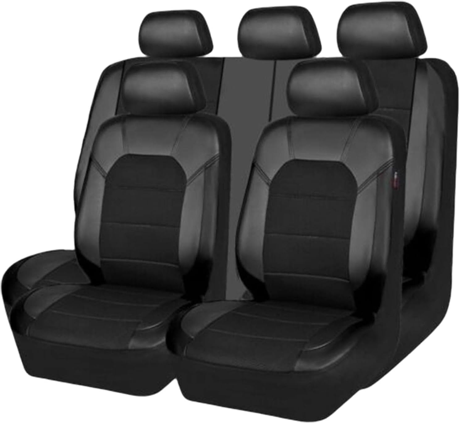 VOIV 9 Pieces Leather Car Seat Cover for Ford Kuga MK2 2012 2013 2014 2015 2016 2017 2018 2019, Waterproof Full Set Seat Covers Protectors Interior Accessories, A Black - Image 2