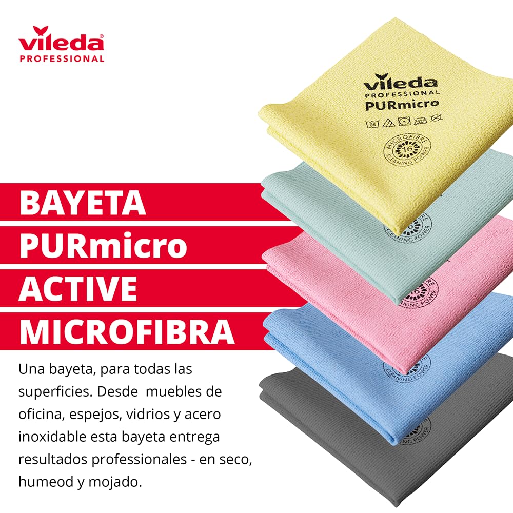Vileda Professional PURmicro Active Colours, Microfibre Cloths for Safe Cleaning by Areas, Pack of 4 - Image 2