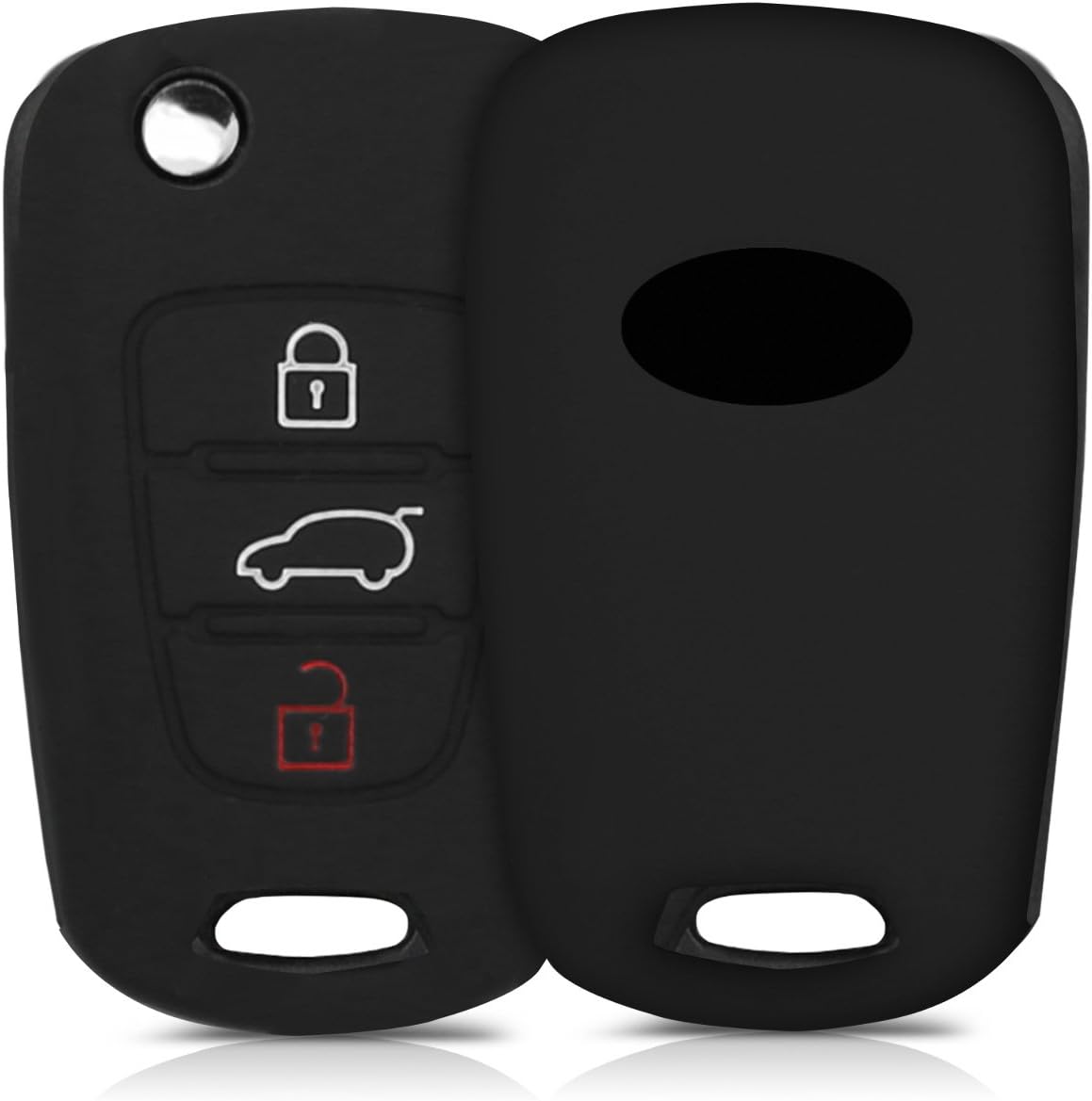 kwmobile Case Compatible with Hyundai 3 Buttons Folding Car Key - Silicone Protective Case for Car Key - Case in Black - Image 2