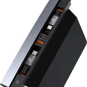Hub USB Baseus 45W para Tesla Model Y y Model 3 2021 2022 2023, estación docking 4 en 1 retráctil con cable de carga rápida, hub USB-C multipuerto para accesorios Tesla Model Y/3