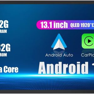 Autorradio universal CarPlay/Android Auto Android, FM, navegación GPS, pantalla IPS 13,1″, RDS, DSP, BT, WiFi, 2 DIN, octa-core 2G+32G, giratoria