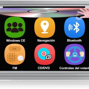 Radio AWESAFE de 7″ para Ford con pantalla táctil 2 DIN, Bluetooth, GPS, FM/RDS, CD/DVD, USB, SD, controles de volante, MirrorLink y aparcamiento, plata