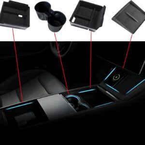Organizador de consola central para Tesla Model Y Juniper y Model 3 Highland 2024 2025, bandeja de almacenamiento afelpada, pack de 4