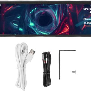 Pantalla secundaria para caja de ordenador de 9,2″, modo horizontal/vertical, tema de vídeo dinámico, panel de temperatura, negro