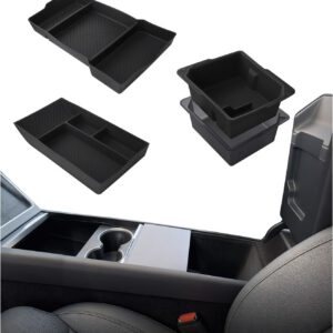 Organizador de consola MMOBIEL para Tesla Model Y/YL Juniper 2025-2026 y Model 3 2023-2025, 3 accesorios interiores ABS y silicona, almacenamiento antideslizante y fácil de limpiar