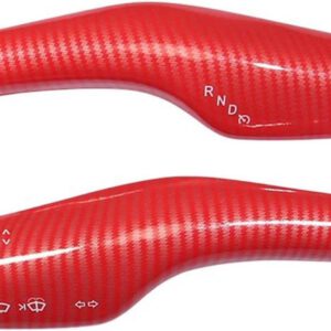 Molduras interiores de coche, 2 fundas protectoras de fibra de carbono para volante Tesla Model 3/Y, ABS para pomo de cambio, accesorios interiores, rojo