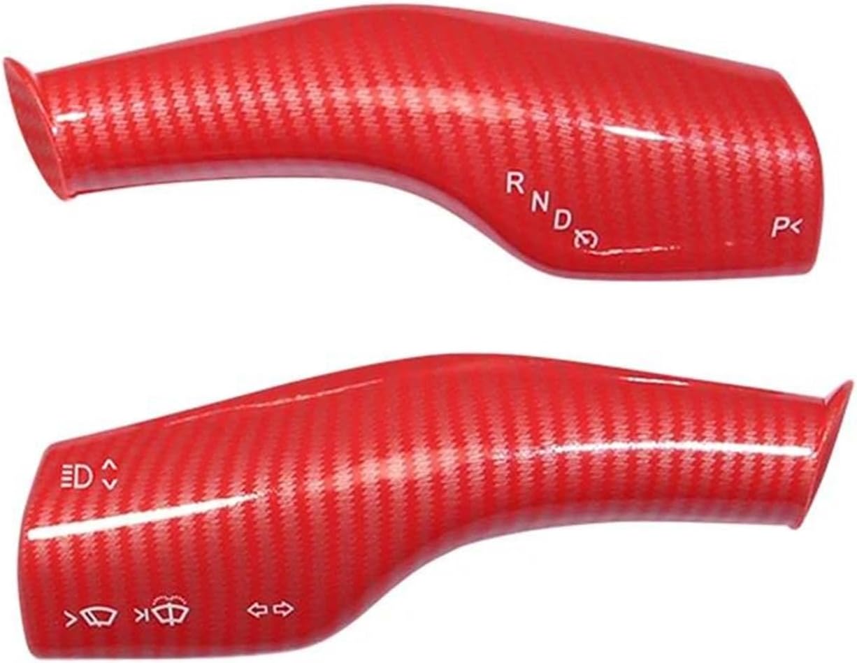 Molduras interiores de coche, 2 fundas protectoras de fibra de carbono para volante Tesla Model 3/Y, ABS para pomo de cambio, accesorios interiores, rojo