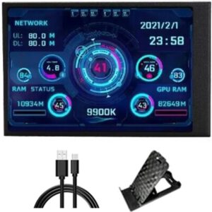 Panel metálico de pantalla secundaria USB-C de 3,5″, configuración instantánea, solución visual dinámica, monitor dual multifunción para oficina móvil