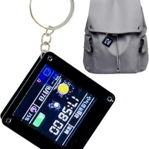 Mini pantalla LED genérica de 1,44″, ornamento portátil, decoración electrónica WiFi con reloj y tiempo, accesorio creativo para bolso, oficina o regalo