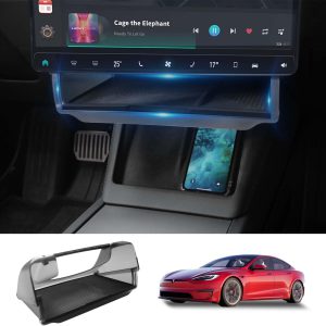 Bandeja organizadora para consola central Tesla Model 3 Highland, almohadilla de silicona antideslizante y almacenamiento oculto bajo pantalla