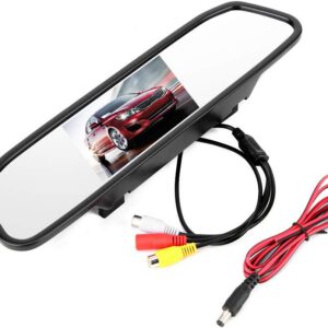 Cámara trasera para coche con monitor de espejo de 4,3″, pantalla grande HD TFT-LCD, entrada de vídeo de 2 canales