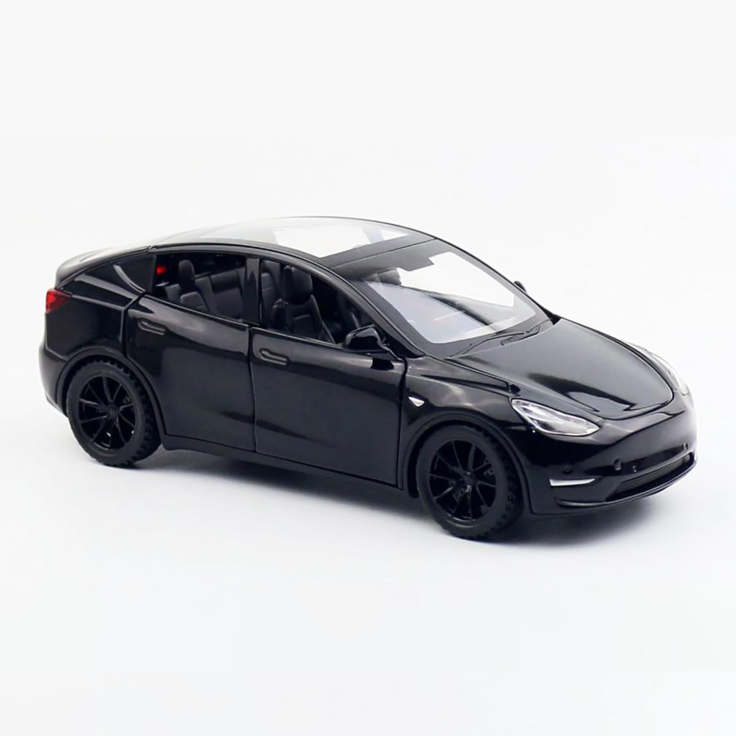Tesla Model Y a escala 1:32, coche de juguete con luz y música, función de retroceso, aleación fundida, ideal para niños de 3+ años y coleccionistas, negro