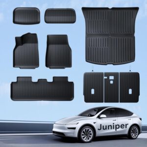 9 alfombrillas para Tesla Model Y 2025-2026 Juniper, TPE todo clima, borde alto 3D, antideslizantes, impermeables, incluye cubierta trasera de segunda fila