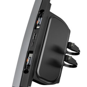 Estación hub Fasgear USB de 4 puertos compatible con Tesla Model 3/Y 2021-2023 y Model Y 2024, accesorios interiores, cable retráctil Lightning y Type-C de 80 cm