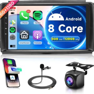 Radio Android 13 6G+128G 8 núcleos 2 DIN para Mercedes Benz Smart Fortwo 451 2005-2010, CarPlay inalámbrico, Android Auto, GPS, WiFi, Bluetooth, FM/RDS, DSP, EQ y cámara trasera