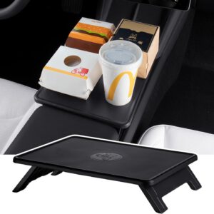 Mesa plegable BASENOR para consola central Tesla Model Y Juniper 2025-2026 y Model 3 Highland 2024-2026, mesa antideslizante para comer, portátil y viajes