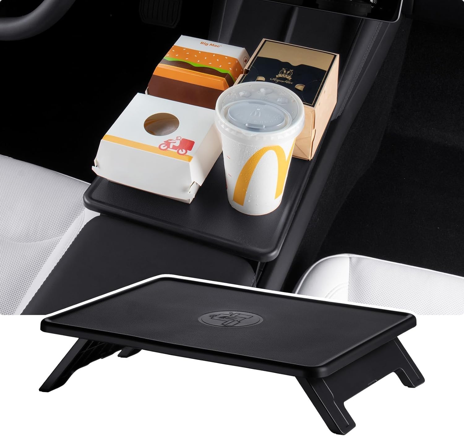 Mesa plegable BASENOR para consola central Tesla Model Y Juniper 2025-2026 y Model 3 Highland 2024-2026, mesa antideslizante para comer, portátil y viajes