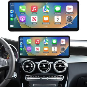 Radio Road Top CarPlay de 12,3″ con pantalla táctil para Mercedes Benz Clase C, GLC y V W205 con NTG 5.0 2015-2018, estéreo con marco estrecho para CarPlay y Android Auto