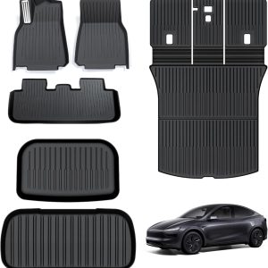 Alfombrillas delanteras + maletero para Tesla nuevo Model Y Juniper 2025 2026, goma TPE todo clima para suelo y maletero, impermeables para segunda fila