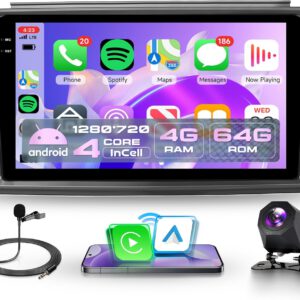 Radio Android 4G+128G con CarPlay inalámbrico para Mercedes Benz Smart Fortwo 451 2005-2010, pantalla Incell de 9″, Android Auto, GPS, WiFi, Bluetooth, FM/RDS, EQ, SWC y cámara trasera