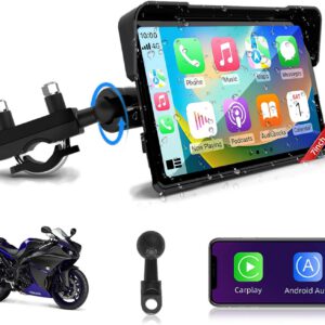 Navegador Jansite de 7″ con CarPlay para moto, Android Auto, GPS, doble Bluetooth, impermeable IP67, Siri, Google y navegación