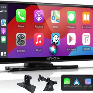 Estéreo A96 para coche con pantalla Android Auto, pantalla táctil portátil IPS de 9,3″, CarPlay/Android Auto, Bluetooth, USB, navegación, Mirror Link y manos libres