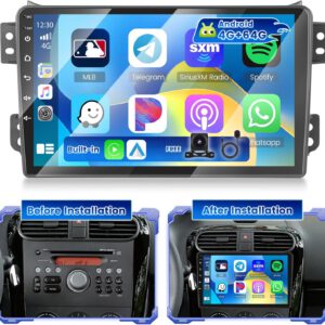 Radio Hikity Android 4G+64G para Suzuki Splash/Ritz 2008, pantalla táctil de 9″, 2 DIN, CarPlay y Android Auto inalámbricos, FM/RDS, BT, GPS, WiFi, SWC, Mirror Link, cámara y micrófono