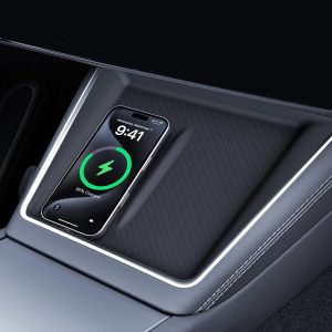 Alfombrilla de carga inalámbrica para consola central Tesla Model Y 2025-2026, almohadilla de silicona antideslizante e impermeable
