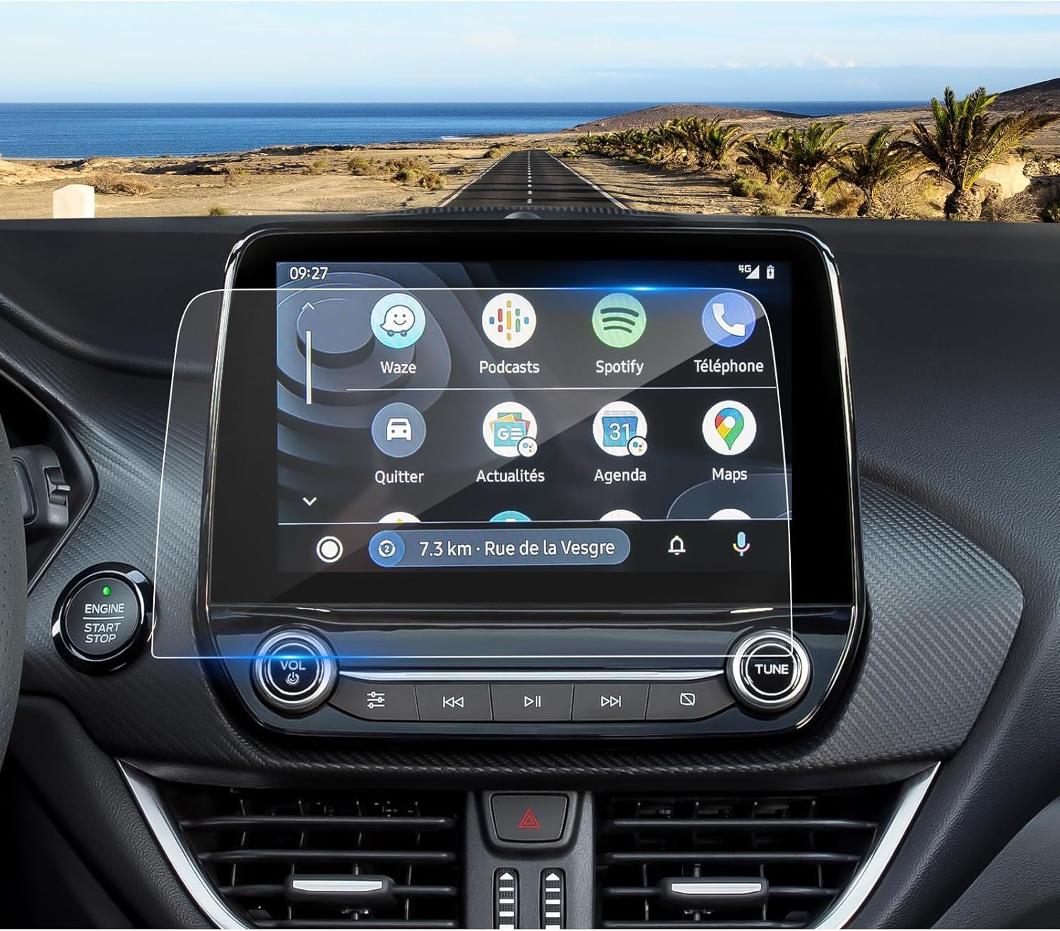Protector de pantalla de navegación compatible con Ford Puma 2020-2024, vidrio templado 9H antirrayaduras, 8"