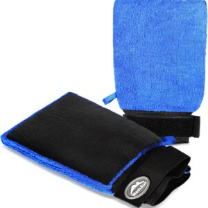 2 paños de microfibra para lavado de coche y preparación de superficies, guantes de coche, azul