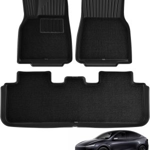 Alfombrillas de goma ECOZEN para Tesla Model Y 2025, alfombrillas 3D TPE con acabado aterciopelado, antideslizantes, talonera reforzada, todo clima