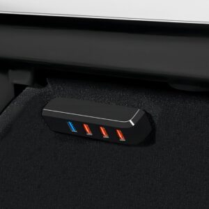Hub USB para guantera Tesla Model Y 2021-2024 y Model 3 2021-2023, estación 4 en 1 multipuerto para dashcam, pendrive, cargador, transferencia de datos y juegos
