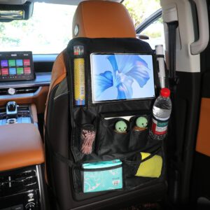 Organizador protector para respaldo de asiento trasero con soporte táctil para tablet, múltiples bolsillos, accesorio de viaje